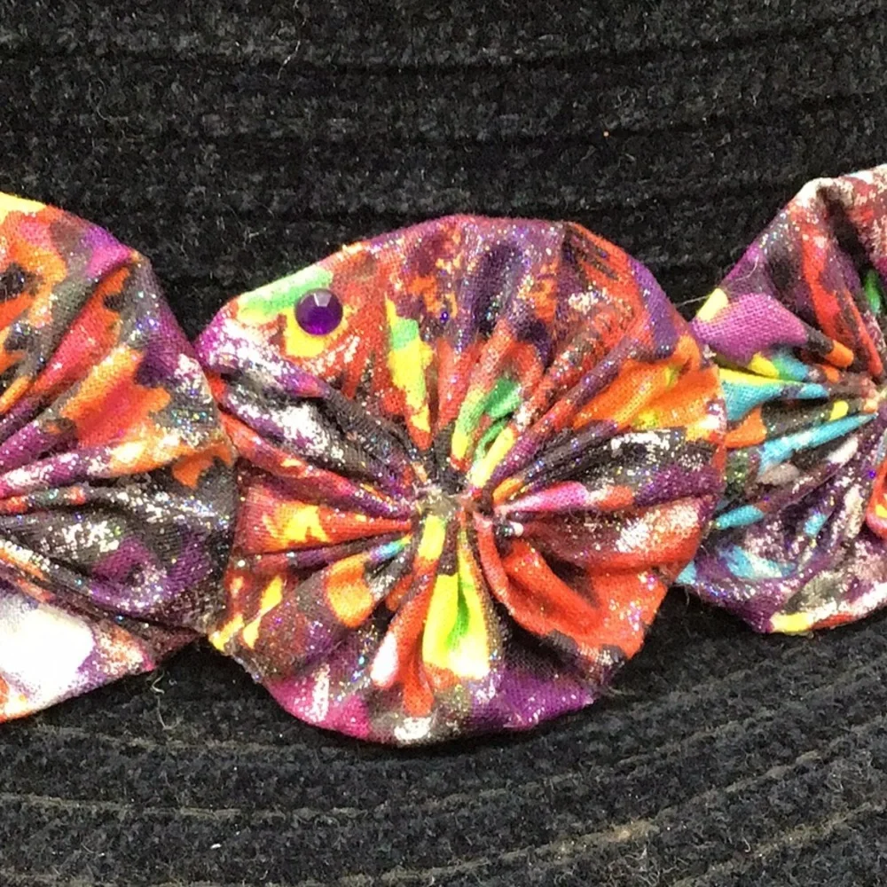 Knit cloche Sun Hat with Colorful Floral Band